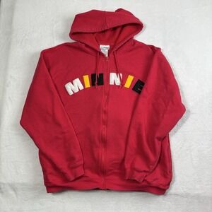 Y2K Disneyland Resort Minnie Mouse Red Full Zip Long Sleeve Hoodie Women's Large